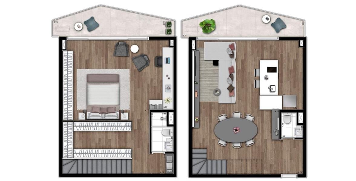Plantas TORRE HYPE PLANTA TIPO DUPLEX 113M² (TERRAÇOS AMPLIADOS)