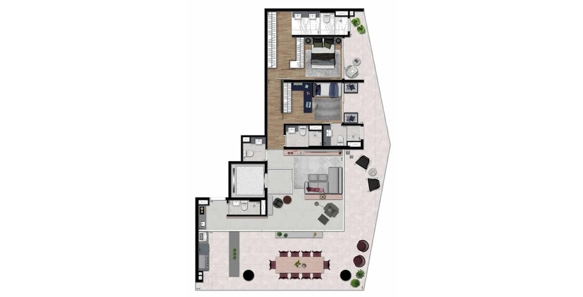 Plantas - TORRE PRIME PLANTA 154M² TIPO – 2 SUÍTES