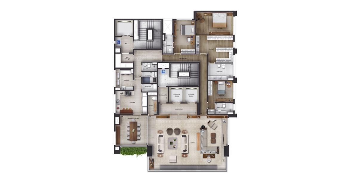 Le Parc Itaim - Planta Planta Opção 1