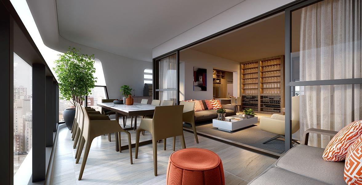 LIVING do apto de 134 m² do Lançamento EZ Parque da Cidade (1)