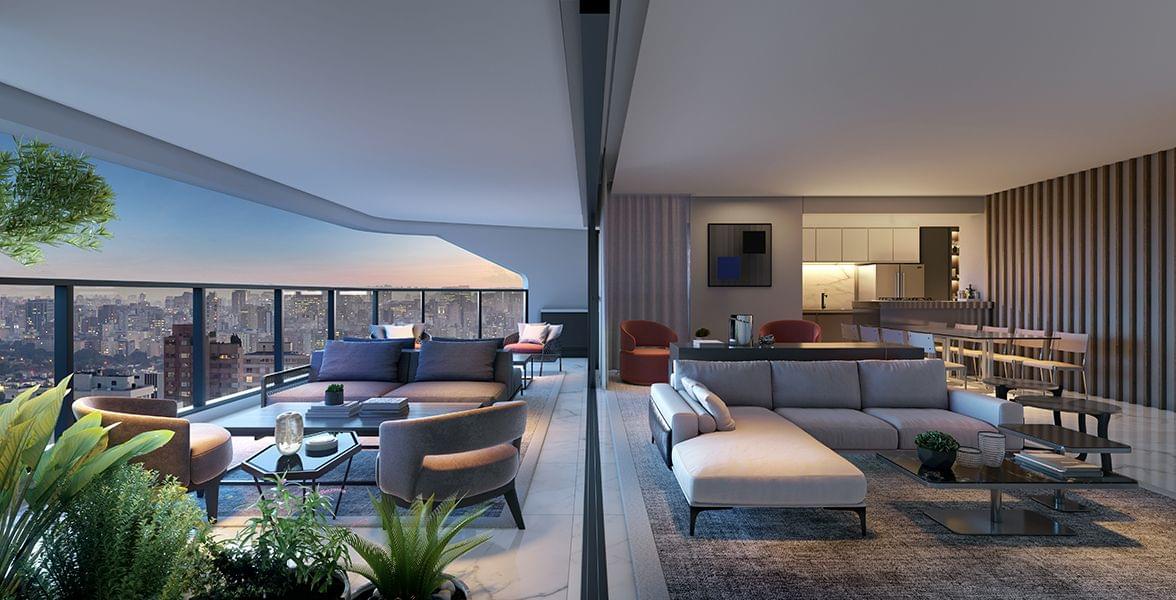 LIVING do apto de 196 m² do Lançamento EZ Parque da Cidade (1)