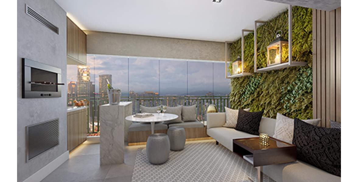 Terraço do Apto de 78m² do Raízes Vila Prudente