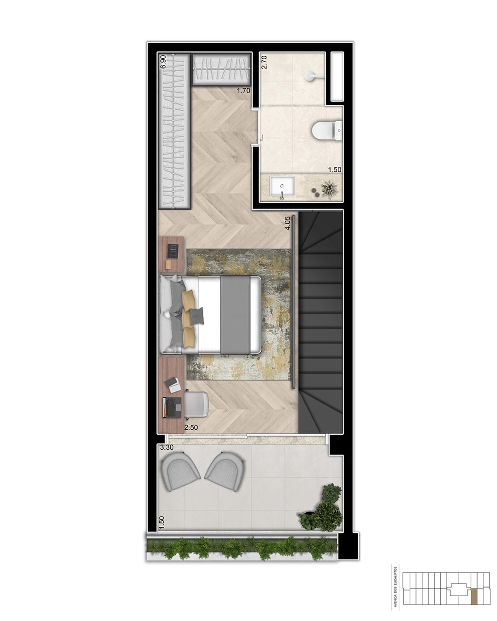 Opção Duplex 61m² - Planta Superior do Cyrela For You Moema
