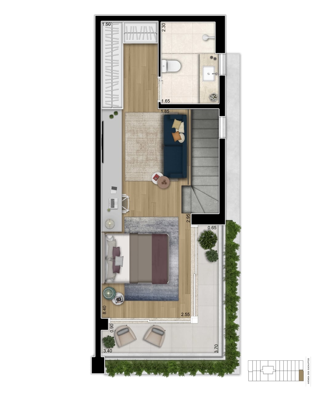 Opção Duplex 73m² - Planta Superior do Cyrela For You Moema