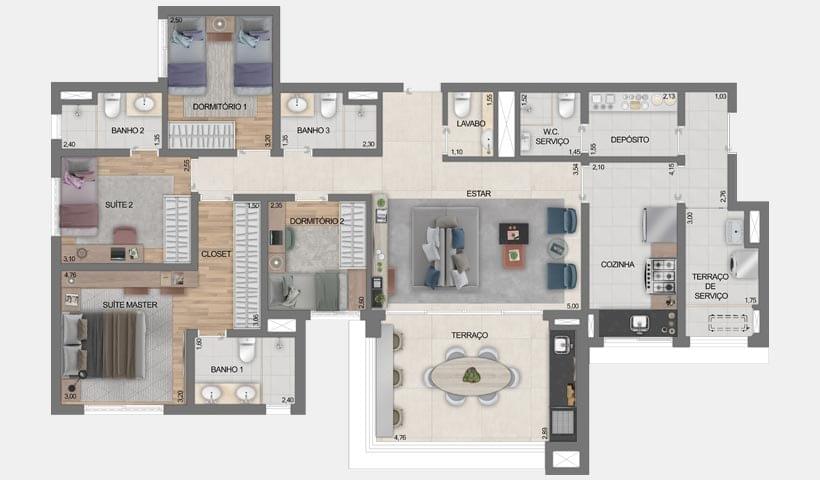 Opção 4 - Apartamento de 130m² do Ereditá Parque da Mooca