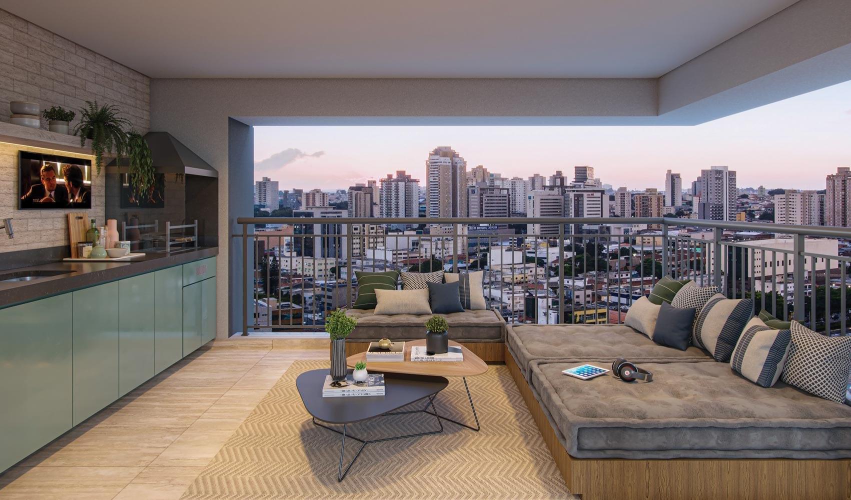 Terraço do Apartamento de 130m² do Ereditá Parque da Mooca