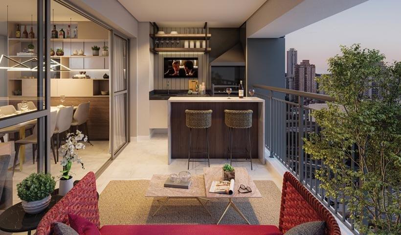Terraço do Apartamento de 92m² do Ereditá Parque da Mooca