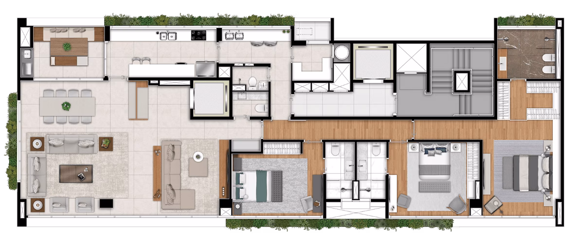 PRAÇA Faria Lima - Planta Opção 1 - Planta Tipo 226m²