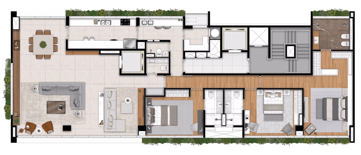 PRAÇA Faria Lima - Planta Opção 2 - Planta Tipo 226m²
