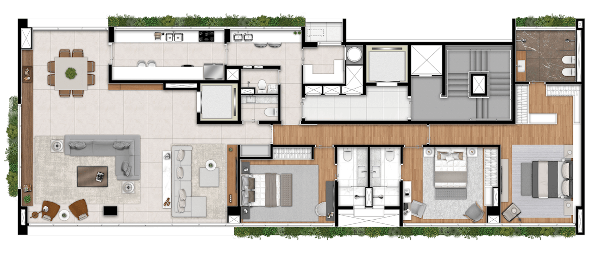 PRAÇA Faria Lima - Planta Opção 3 - Planta Tipo 226m²
