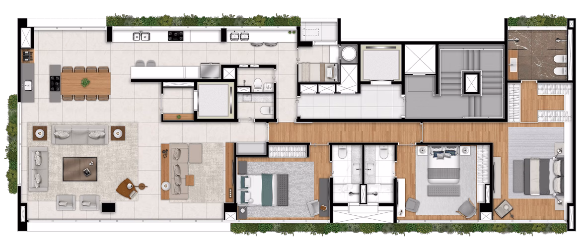 PRAÇA Faria Lima - Planta Opção 4 - Planta Tipo 226m²