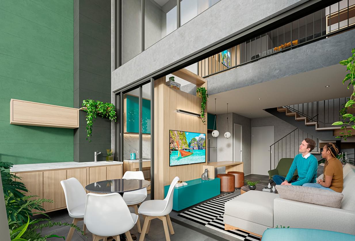 Perspectiva Artistíca da Unidade Uirá Duplex 64m² - ARTEM Anália Franco