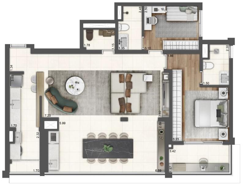 WONDER Ipiranga - Planta Planta de 107m² 