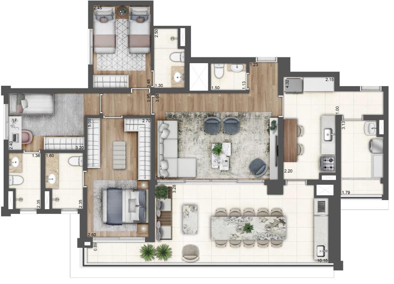 WONDER Ipiranga - Planta Planta de 127m² 