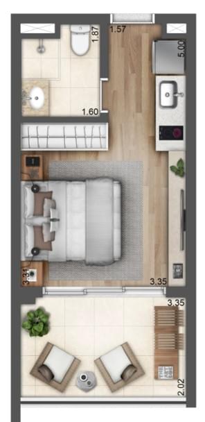 WONDER Ipiranga Studios - Planta STUDIO R 28M²