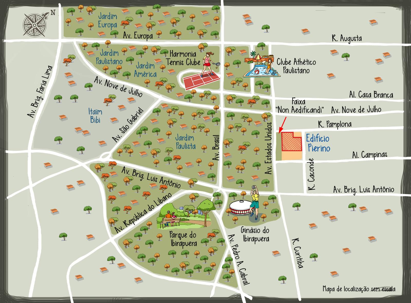 Mapa da Região do Edifício Pierino