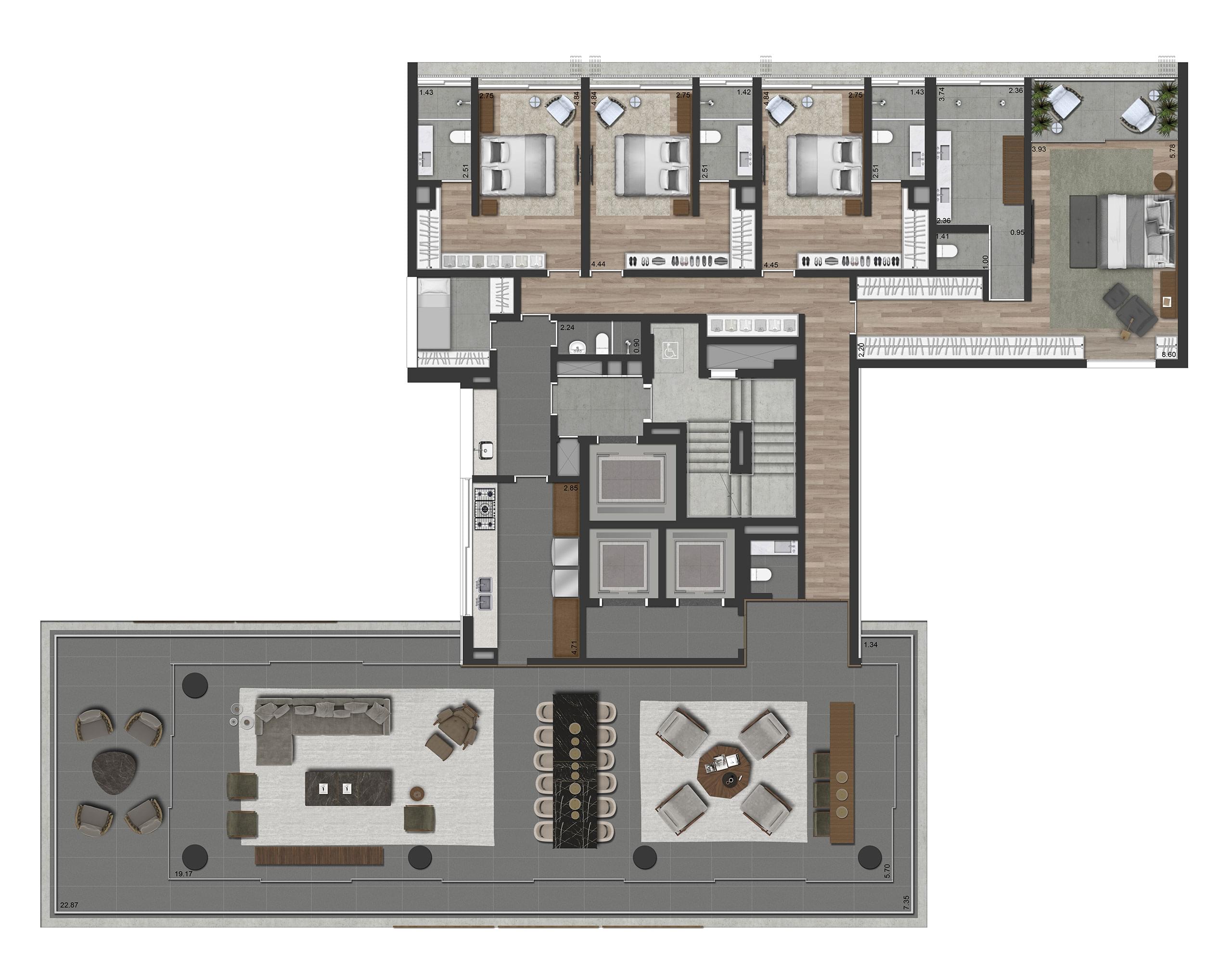 Edifício Pierino - Planta Planta de 403m² | 4 Suítes