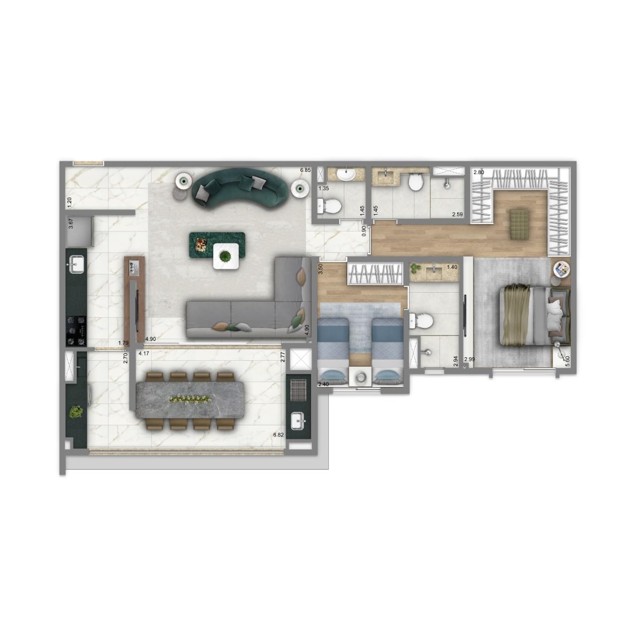Living Villaggio Tatuapé - Planta Planta Opção 4