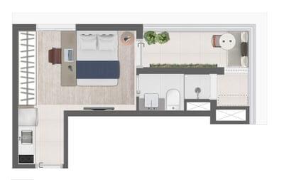 NIK Paulista - Planta Studio com 26m²