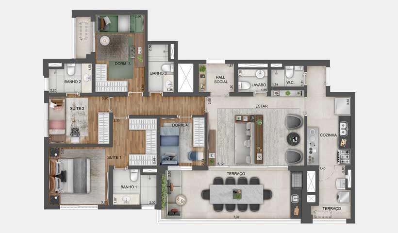 EXPRESSION Ibirapuera - Planta Planta de 141 m²