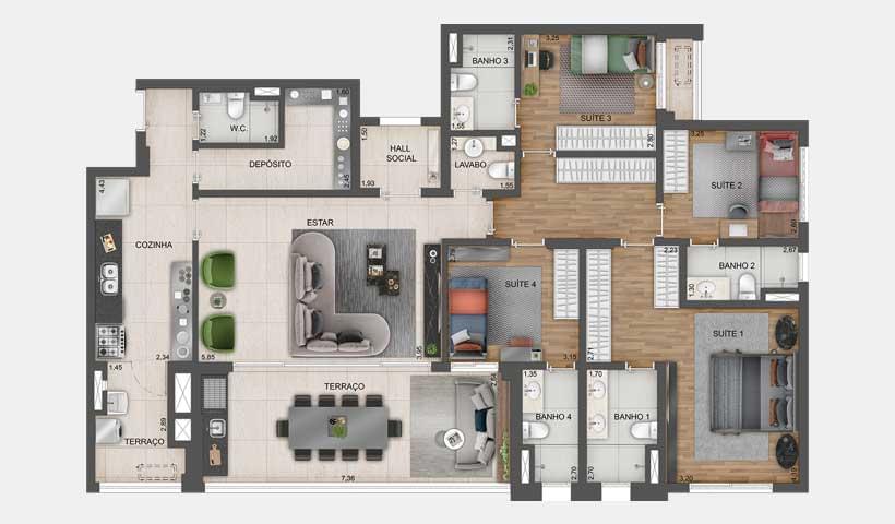 EXPRESSION Ibirapuera - Planta Planta de 169 m²