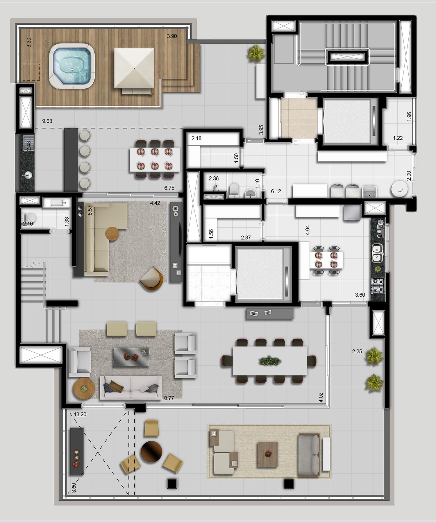 Beyond Jardins - Planta Cobertura Duplex de 475 M² (Inferior)