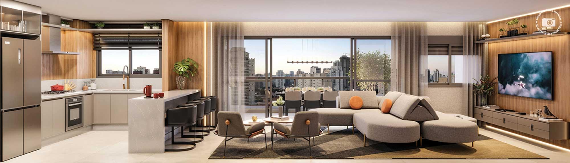 LIVING AMPLIADO DO APTO. DE 138 M² - Haute Brooklin by Ez