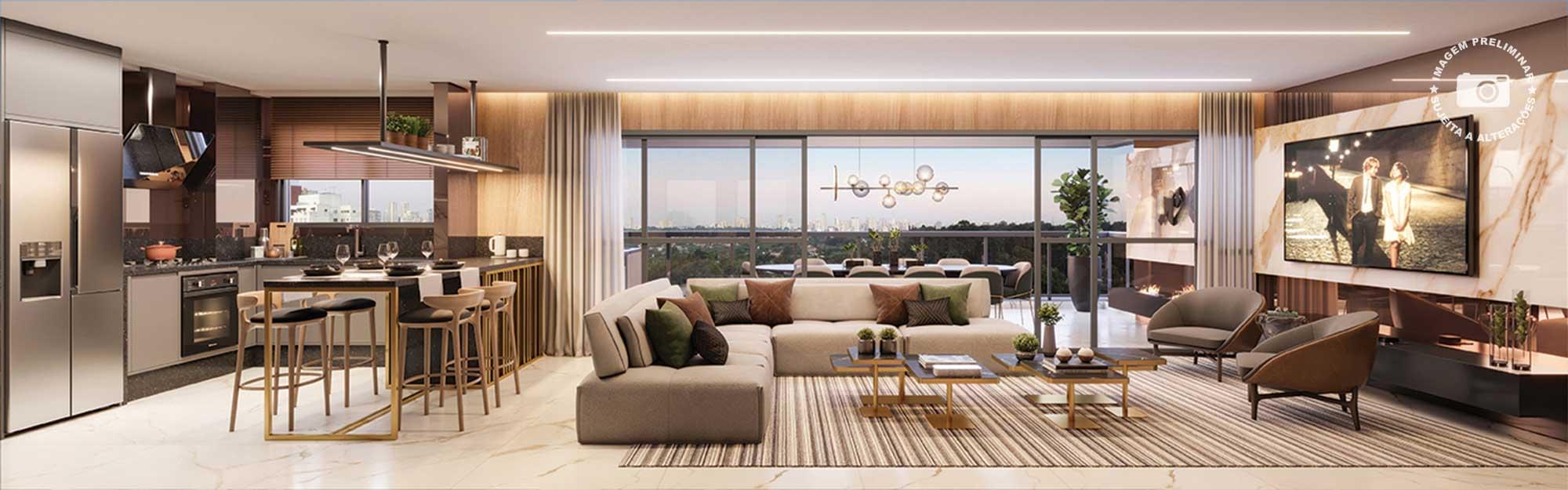 LIVING AMPLIADO DO APTO. DE 185 M² - Haute Brooklin by Ez