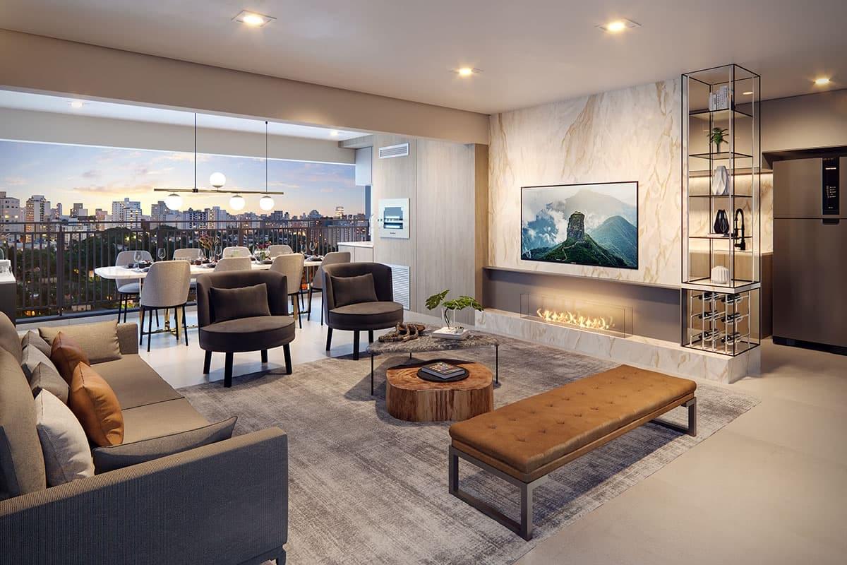 Living do Apartamento de 85m² do RAÍZES Alto Freguesia do Ó da Mitre