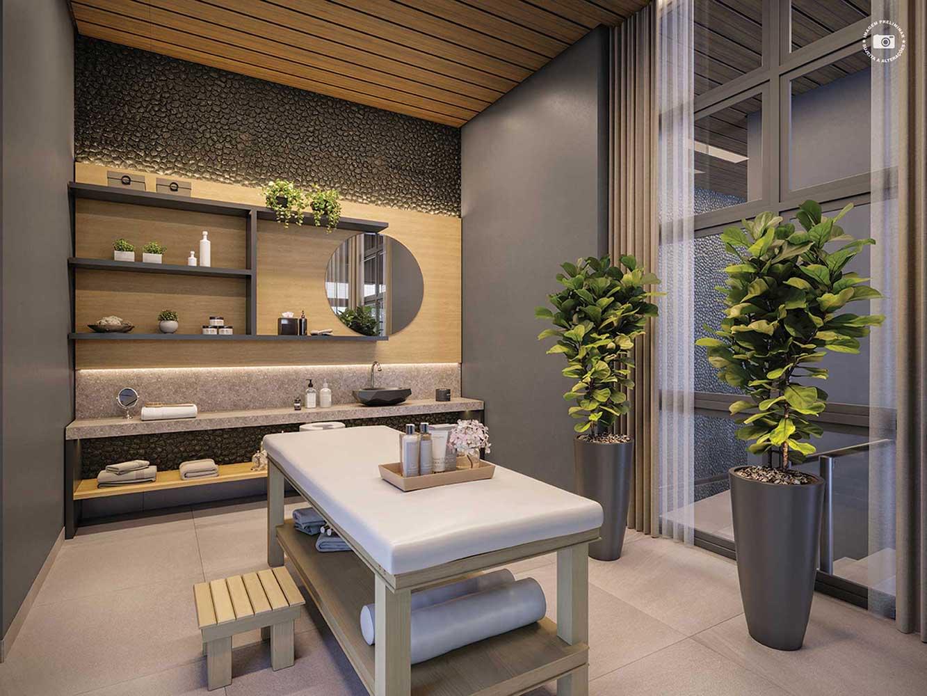 PERSPECTIVA ILUSTRADA DA SALA DE MASSAGEM - Haute Brooklin by Ez