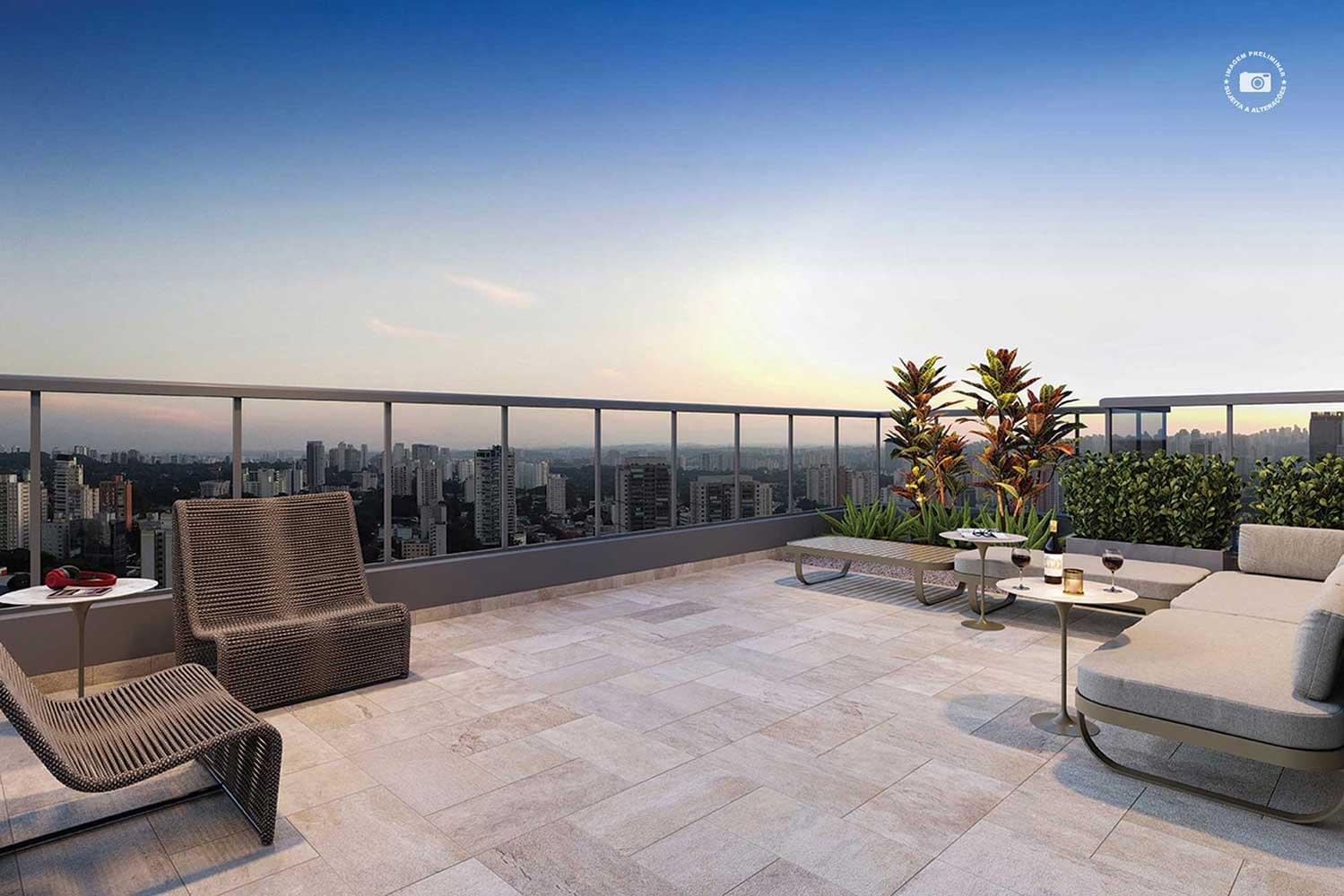 PERSPECTIVA ILUSTRADA DO SKY BELVEDERE - 31º PAV. ROOFTOP - Haute Brooklin by Ez
