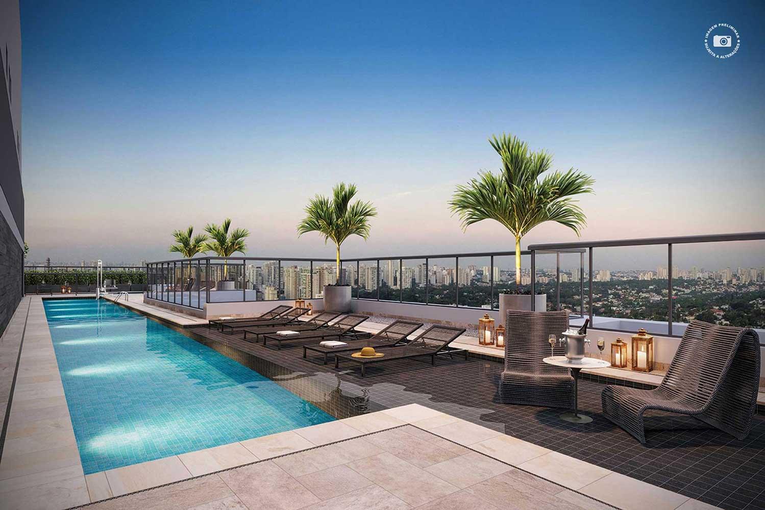 PERSPECTIVA ILUSTRADA DO SKY POOL COM 25 M - 31º PAV. ROOFTOP - Haute Brooklin by Ez