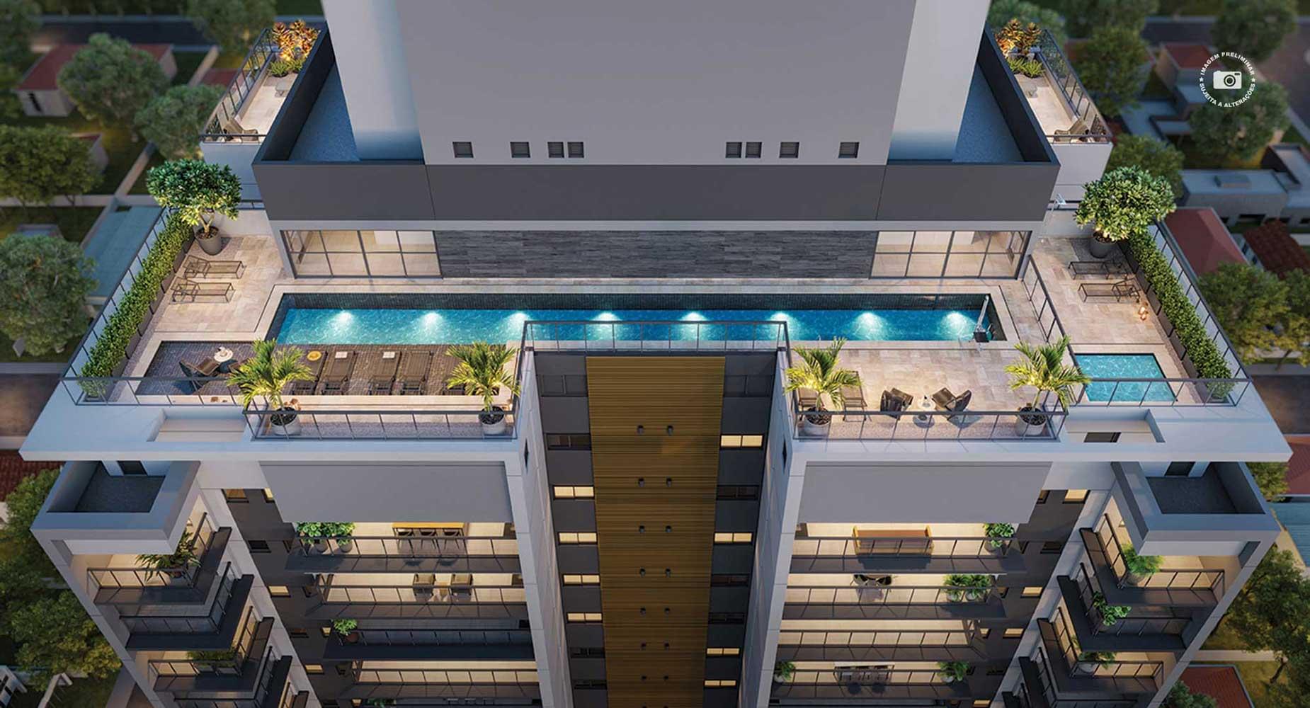 PERSPECTIVA ILUSTRADA DO VOO ROOFTOP NO 31º PAVIMENTO - Haute Brooklin by Ez