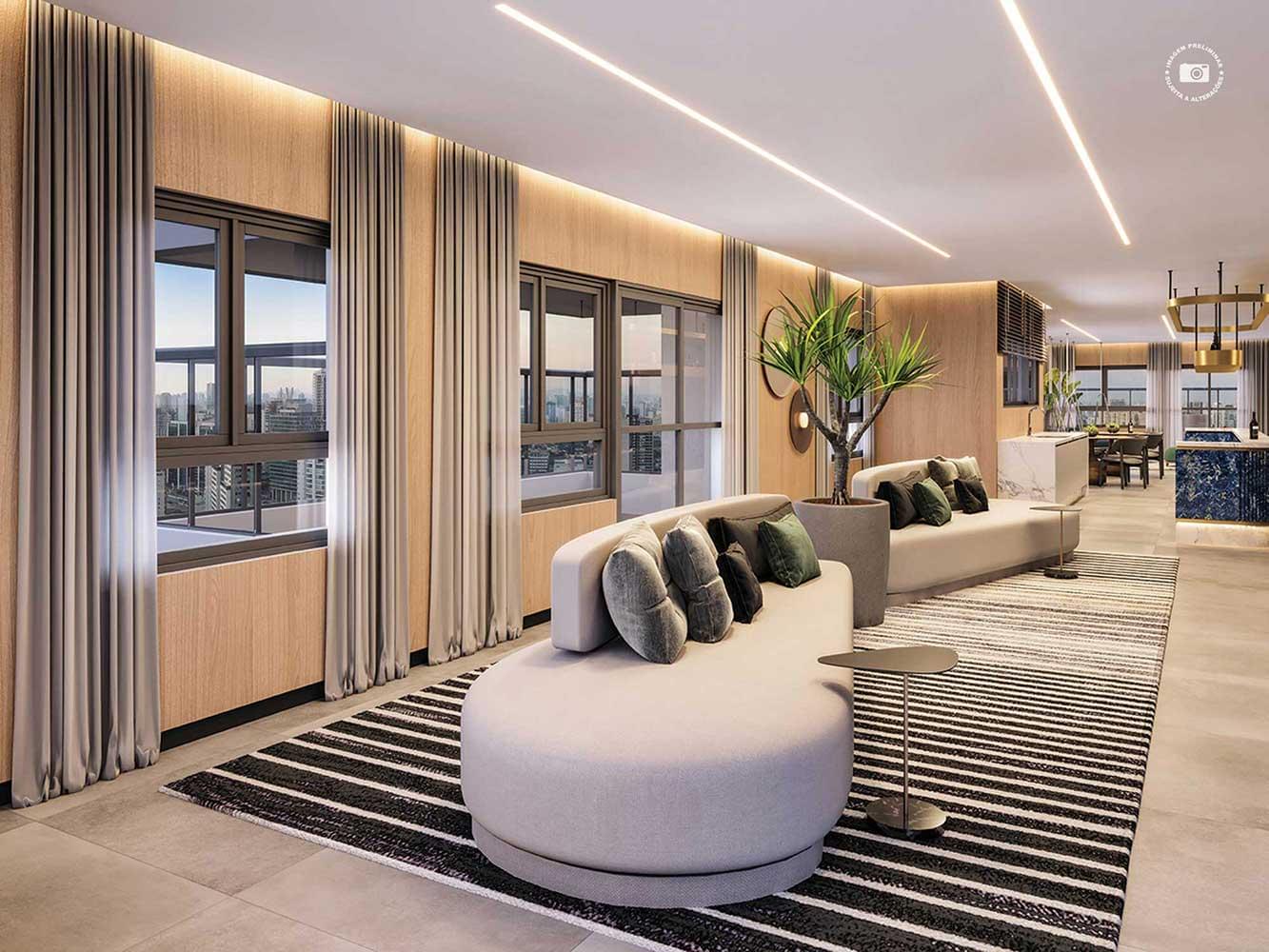 PERSPECTIVA ILUSTRADA SKY LOUNGE e BAR - 31º PAV. ROOFTOP - Haute Brooklin by Ez