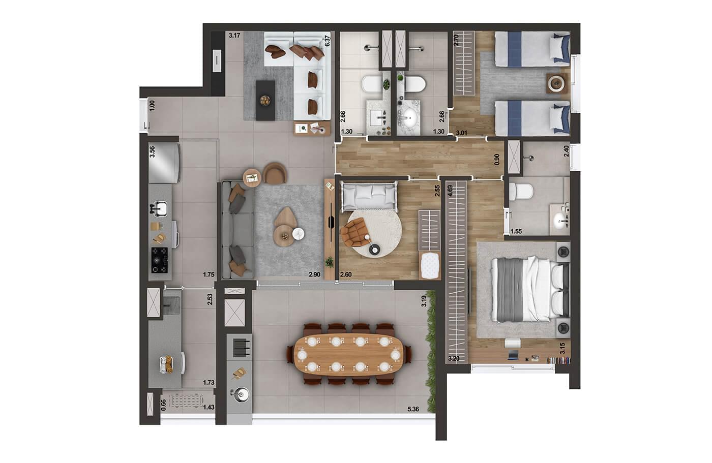 Haus Mitre Platô Ipiranga - Planta Planta Opção 3