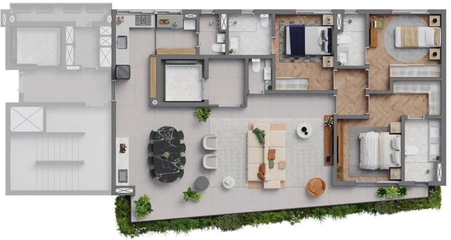 Planta de 141m² de Final 02 do Empreendimento 319 Padre João Manuel