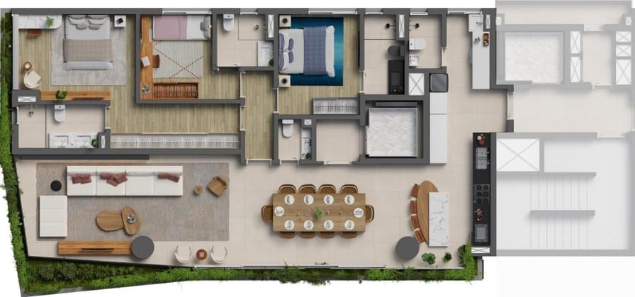 Planta de 153m² de Final 01 do Empreendimento 319 Padre João Manuel