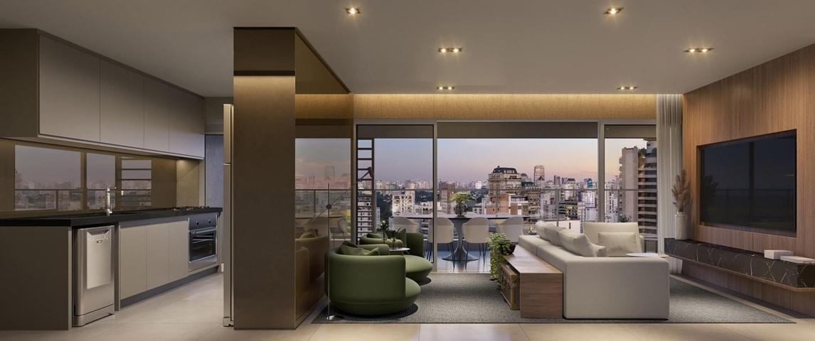 Apartamento de 126m² - Living do METROPOLITAN Vila Nova by Helbor