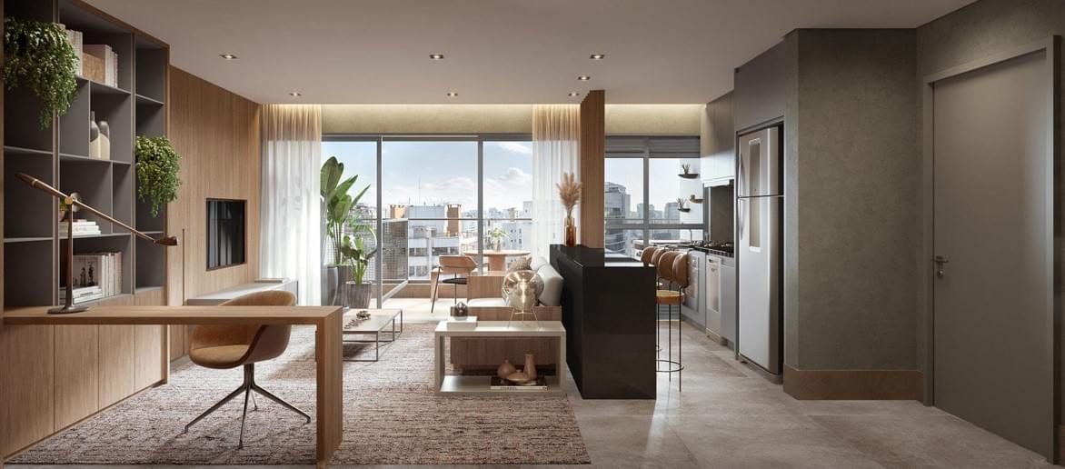 Apartamento de 81m² - Living do METROPOLITAN Vila Nova by Helbor