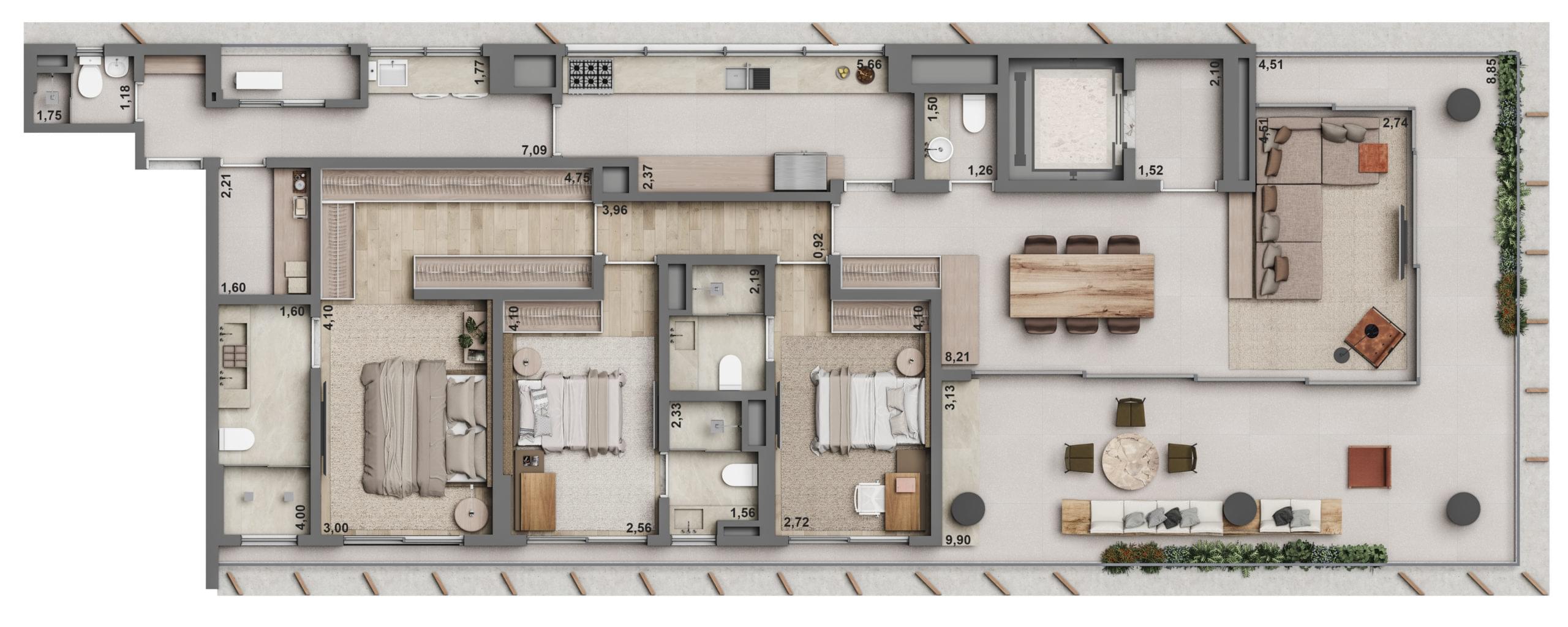 BIOMA Itaim - Planta Apartamento 209m²