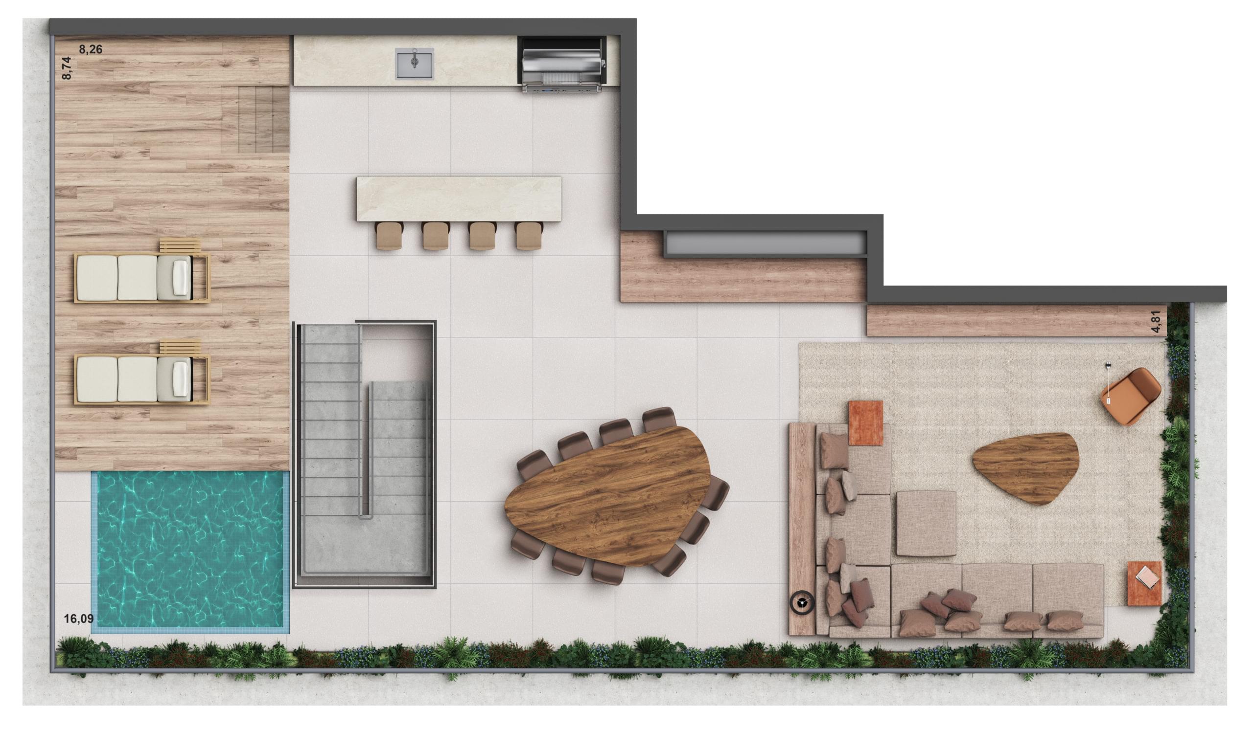 BIOMA Itaim - Planta Cobertura (Piso Superior) 313m² 