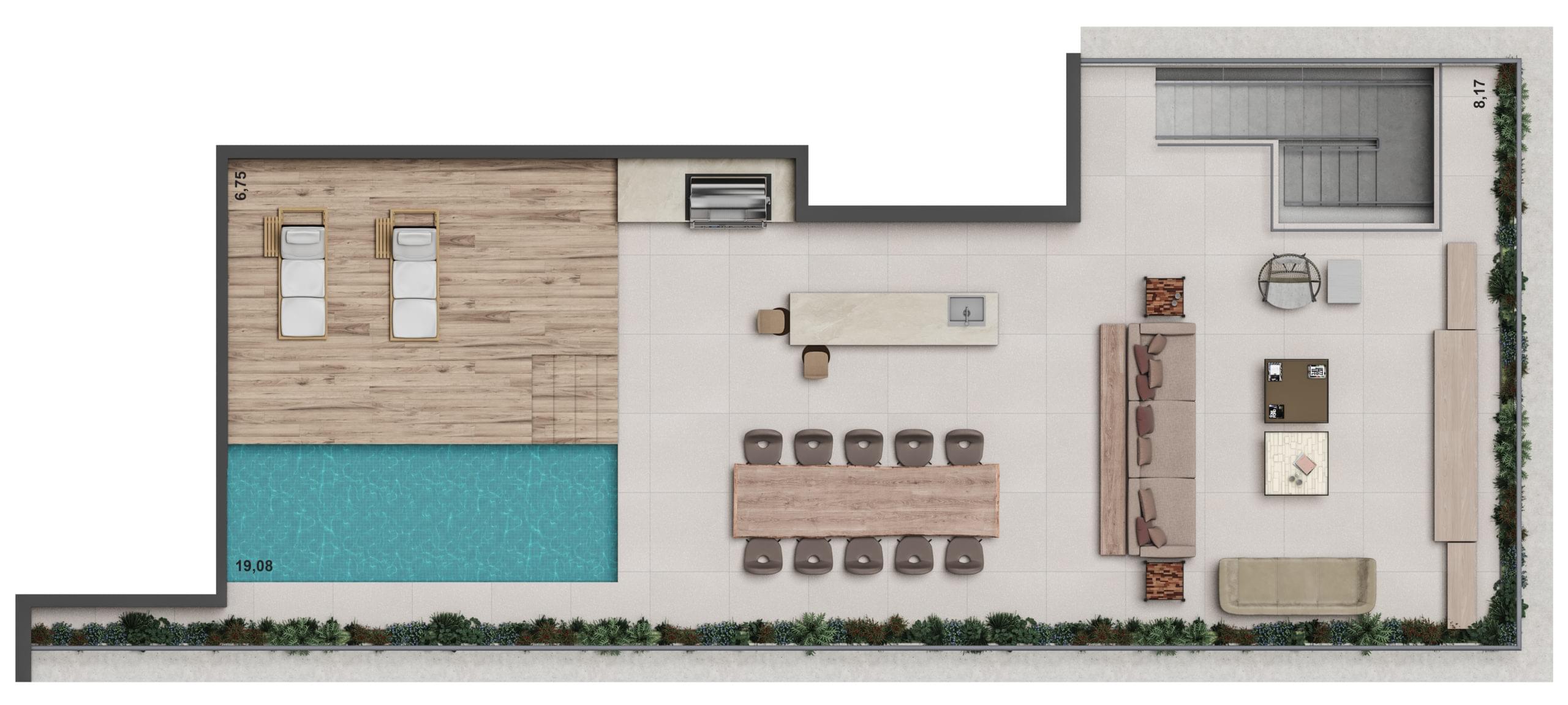 BIOMA Itaim - Planta Cobertura (Piso Superior) Planta de 339m²