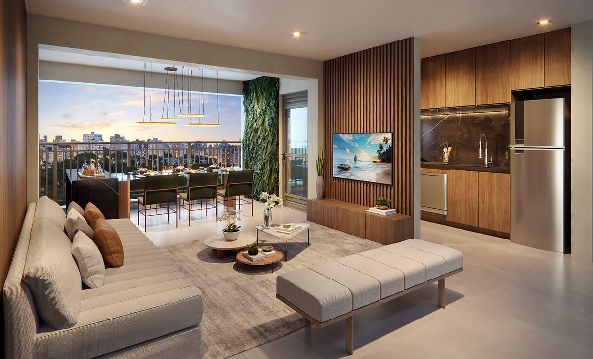 Living do Apartamento de 69m² com 3 Dormitórios com Suíte - ORIGEM Guilhermina