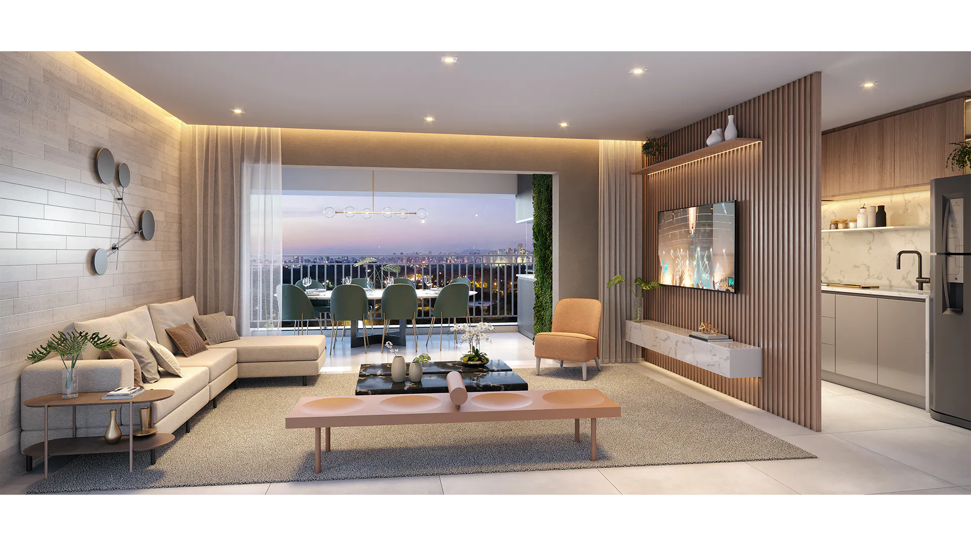 Living do Apartamento de 84m² do ML Brooklin