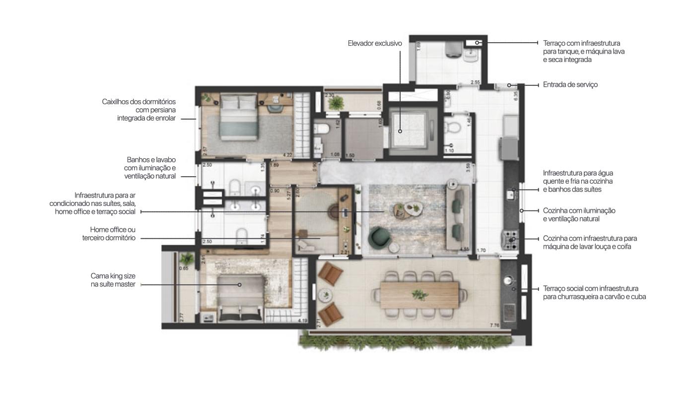 Praça Omaguás - Planta PLANTA DE 126M² 