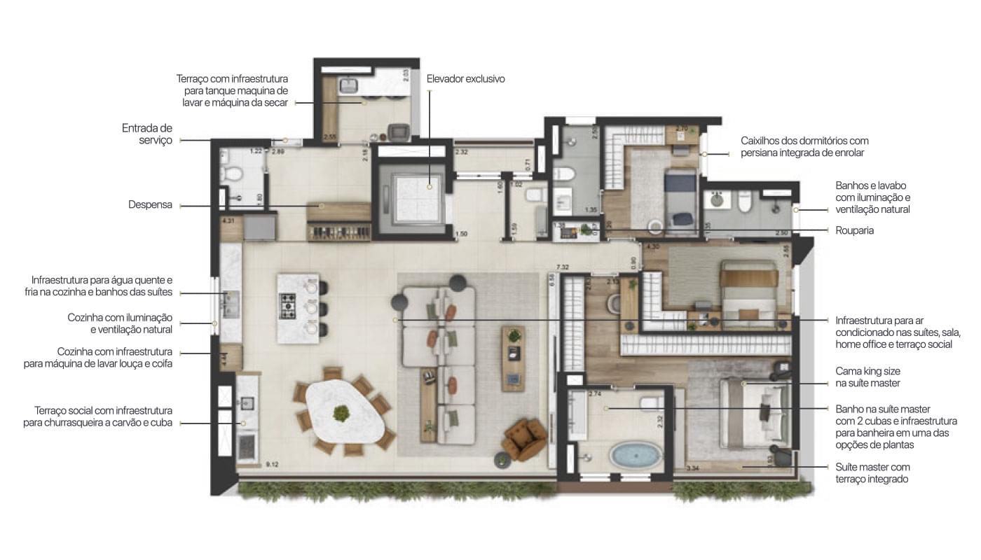 Praça Omaguás - Planta PLANTA DE 166M²