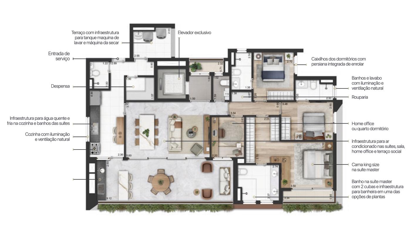Praça Omaguás - Planta PLANTA DE 166M²
