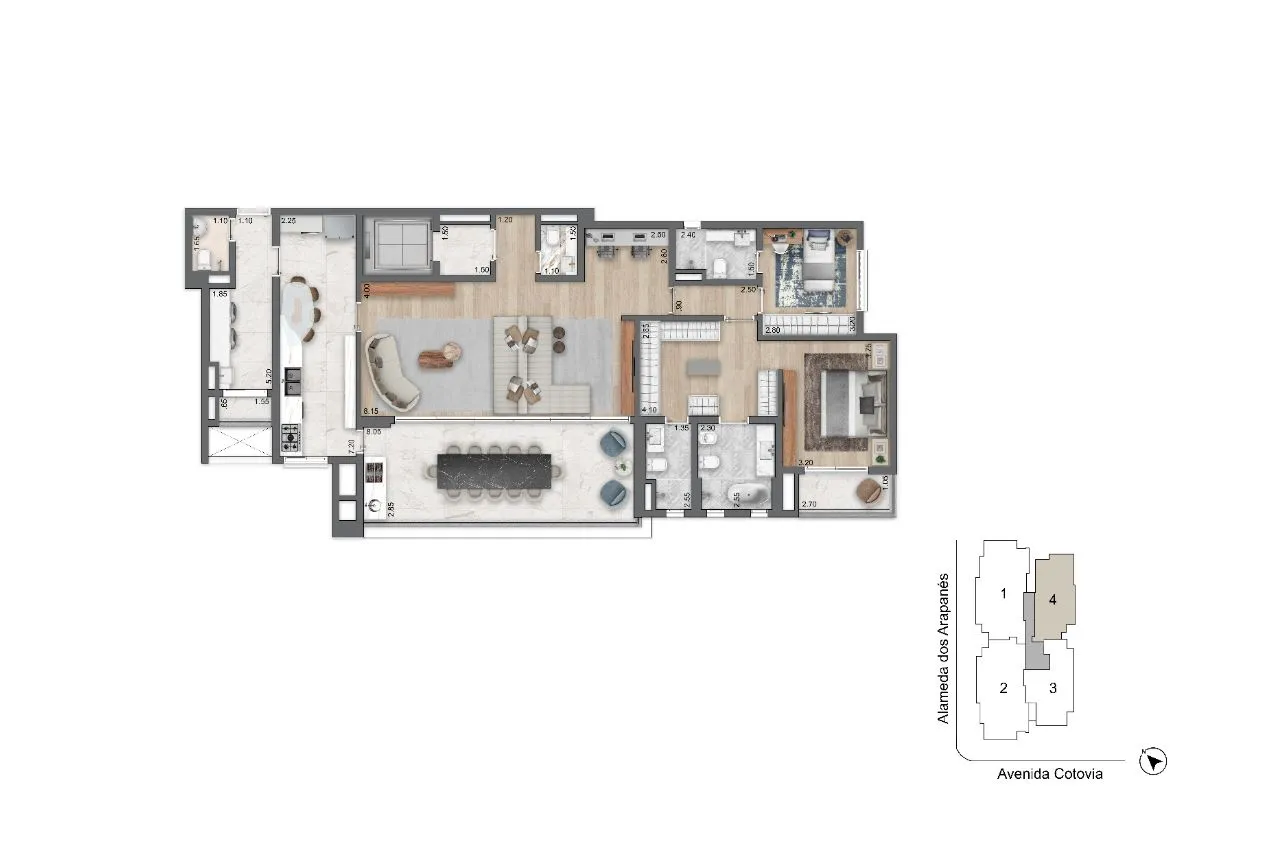 Lis Moema - Planta Planta 170 m²