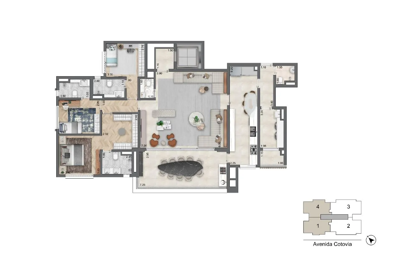 Lis Moema - Planta Planta 180 m²
