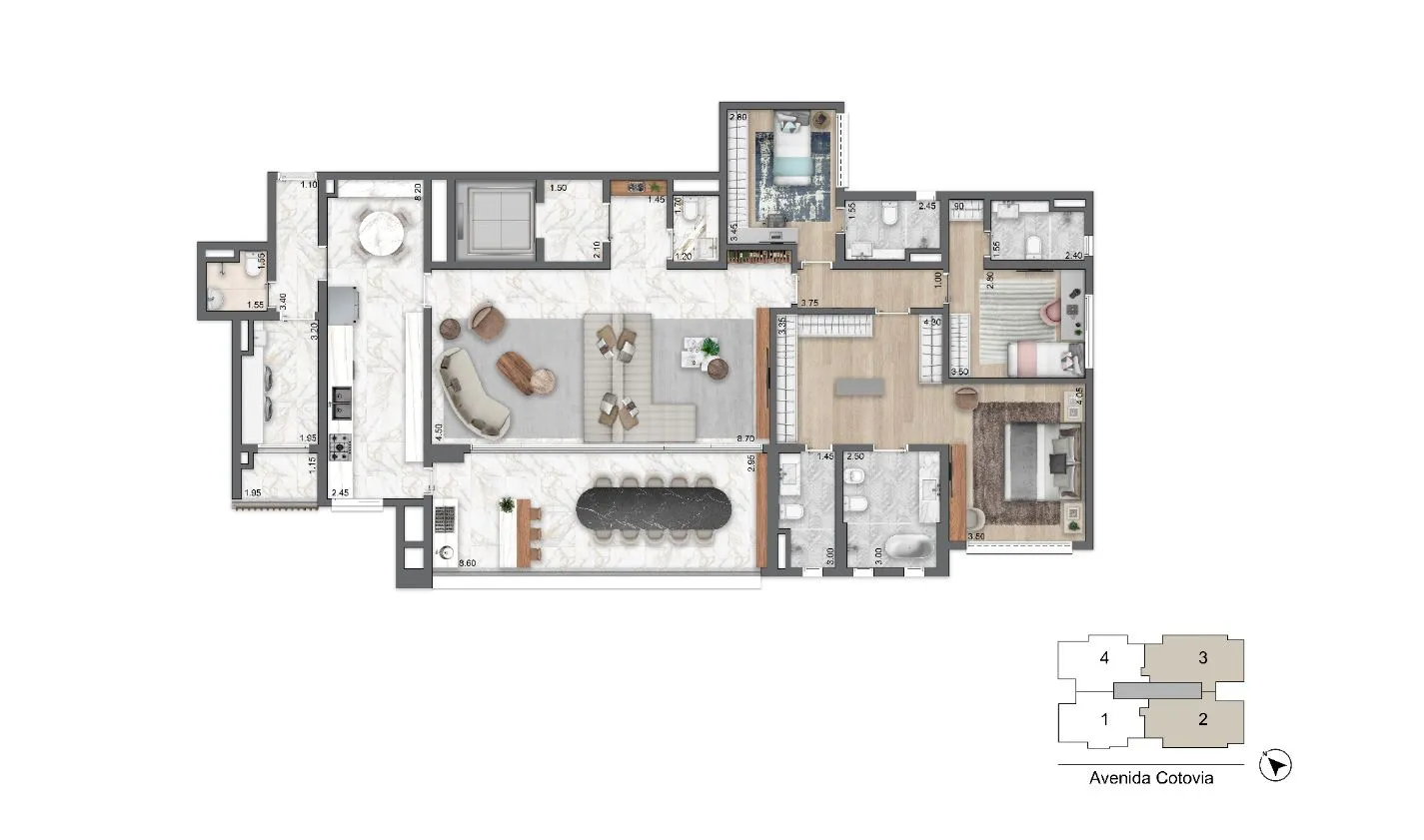 Lis Moema - Planta Planta 210 m²